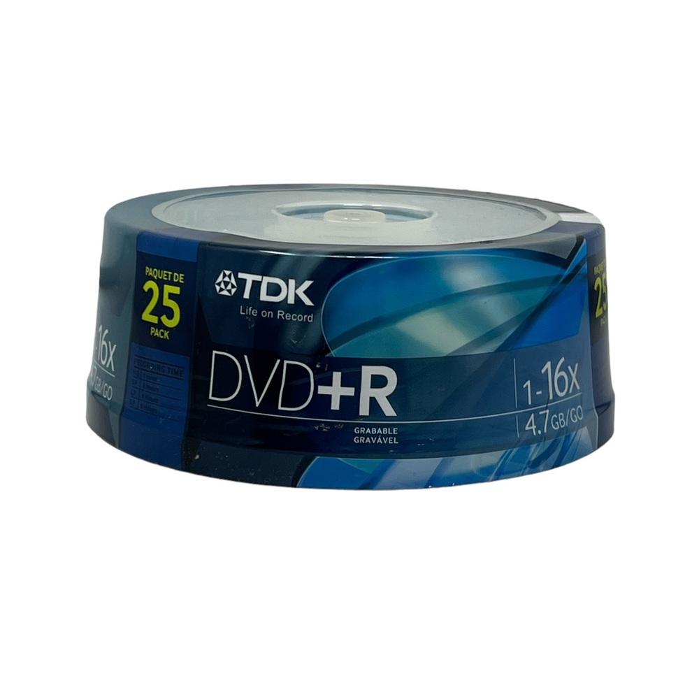 TDK DVD+R Recordable 1-16x 4.7 GB 25 Pack Factory Sealed‎
